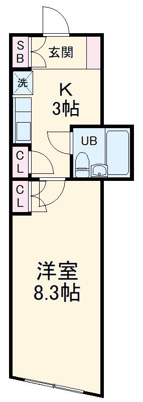 CENT武蔵小杉(1K/2階)の間取り写真