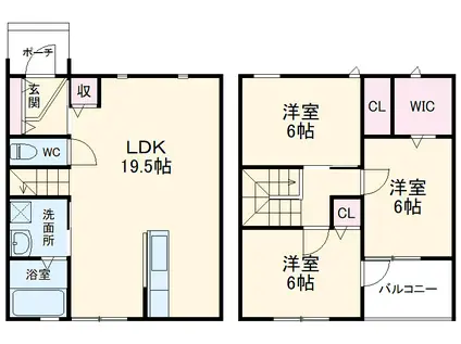 東海道本線 磐田駅 徒歩33分 2階建 築6年(3LDK)の間取り写真