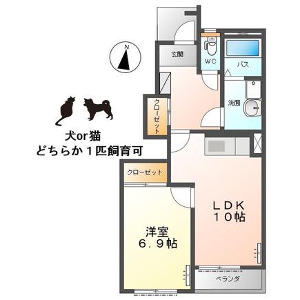 サンライズ2(1LDK/1階)の間取り写真