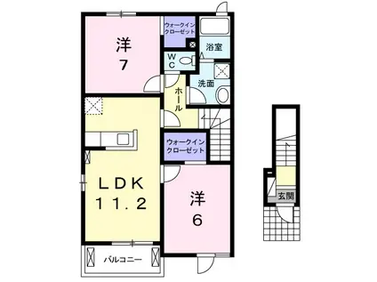 プラム ビレッジ2(2LDK/2階)の間取り写真
