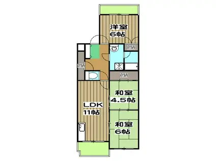 スクエアメゾン並河A棟(3LDK/3階)の間取り写真