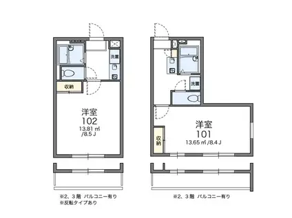 レオパレス国府台Ⅱ(1K/2階)の間取り写真