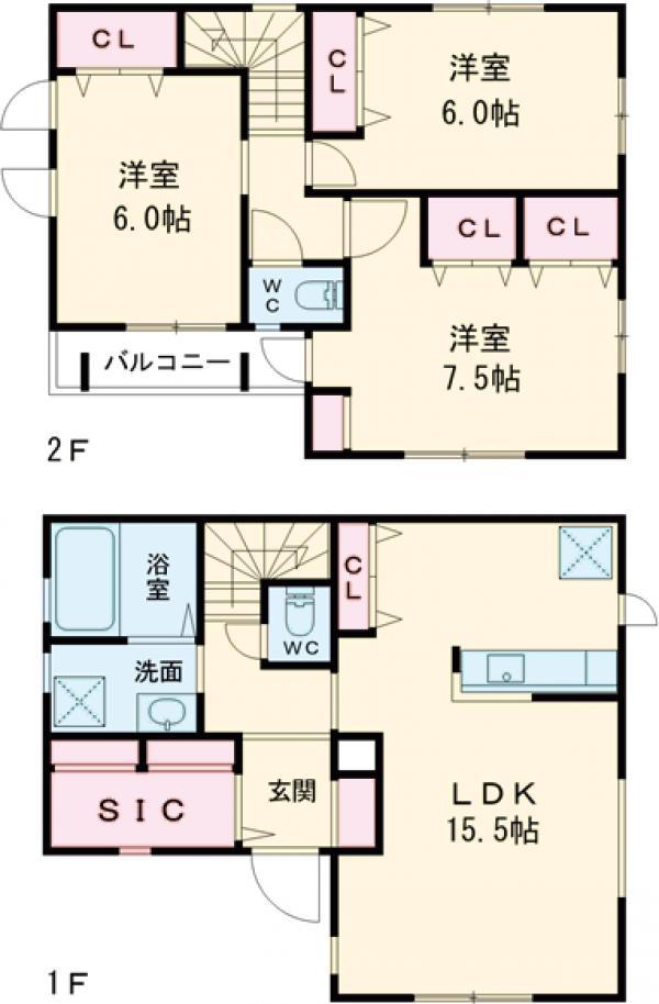 小田急電鉄小田原線 町田駅 徒歩18分 2階建 築7年(3LDK)の間取り写真