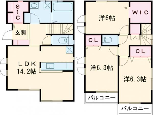 小田急電鉄小田原線 町田駅 徒歩18分 2階建 築7年(3LDK)の間取り写真