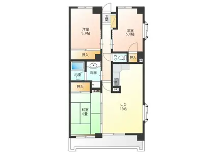 GREEN HILL(3LDK/2階)の間取り写真