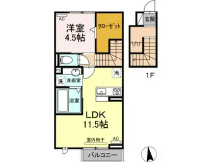 ルミエール曙(1LDK/2階)の間取り写真