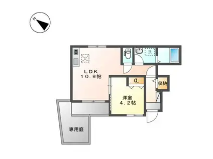 ルピナス(1LDK/1階)の間取り写真