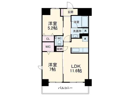 ソレイユ上落合(2LDK/2階)の間取り写真