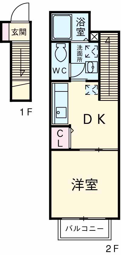 エスポワール久米田(1DK/2階)の間取り写真
