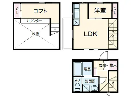 DUPLEX(1LDK/1階)の間取り写真