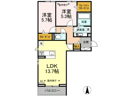 エトワールⅡ(2LDK/2階)の間取り写真