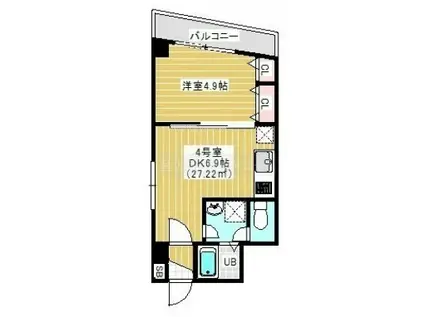 カイテキース2(1DK/3階)の間取り写真