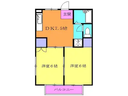 エムズ・エステートA(2DK/2階)の間取り写真