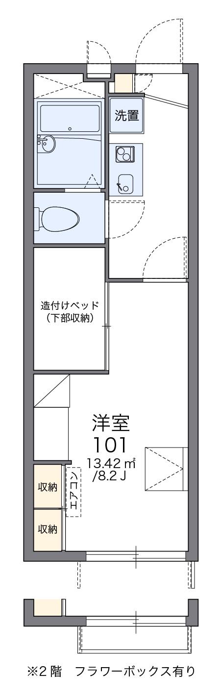 レオパレス浄水(1K/2階)の間取り写真