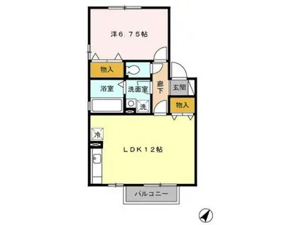 グランドゥールⅣ C(1LDK/1階)の間取り写真