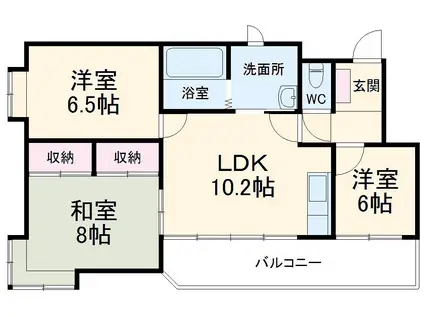 横砂マンション(3LDK/2階)の間取り写真
