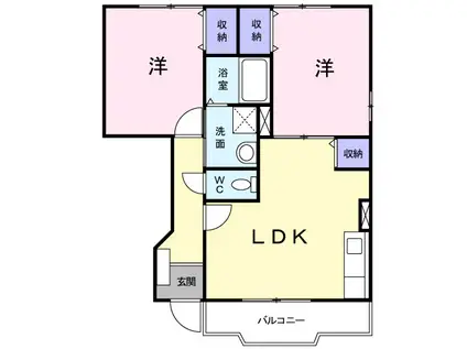 セピア緑が丘A(2LDK/1階)の間取り写真