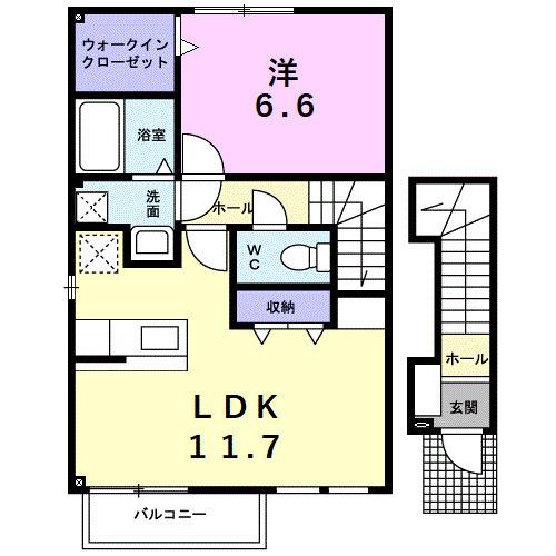 ベルベデ-ル(1LDK/2階)の間取り写真