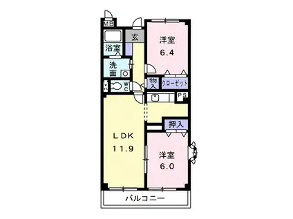 グラディオシャトー(2LDK/1階)の間取り写真