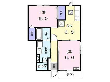 レジデンス弥(2DK/1階)の間取り写真