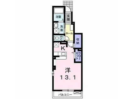 カーサプラシードⅡ(ワンルーム/1階)の間取り写真