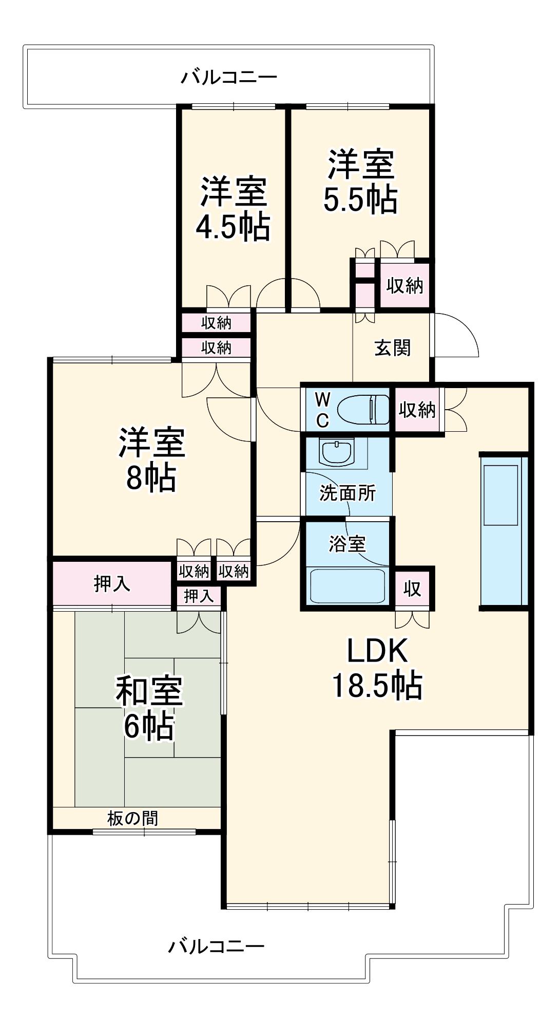 リヴァージュ高林(4LDK/3階)の間取り写真