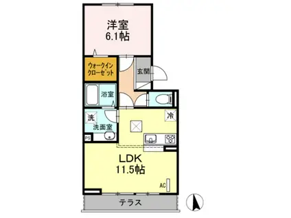 グランドパレス(1LDK/1階)の間取り写真