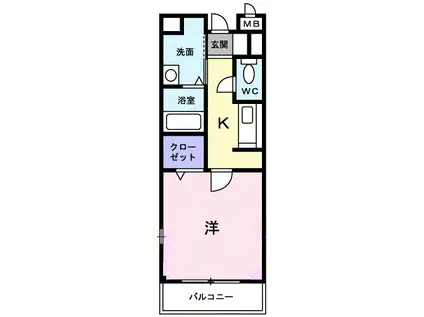 ラ・シャンス(1K/2階)の間取り写真