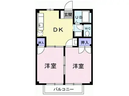 朝日コーポⅡ(2DK/2階)の間取り写真
