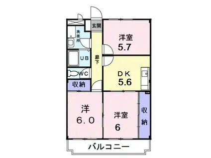 URBAN HILL(3DK/2階)の間取り写真