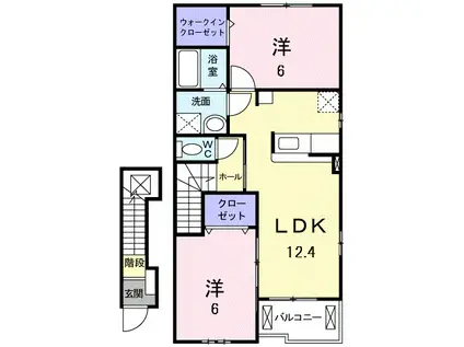 クリアネスFⅡ(2LDK/2階)の間取り写真