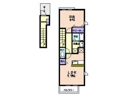 サンパティークⅡ(1LDK/2階)の間取り写真