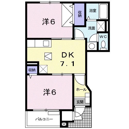ブレービーハウスⅡ(2DK/1階)の間取り写真