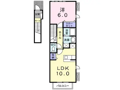 ウイングコートⅡ(1LDK/2階)の間取り写真