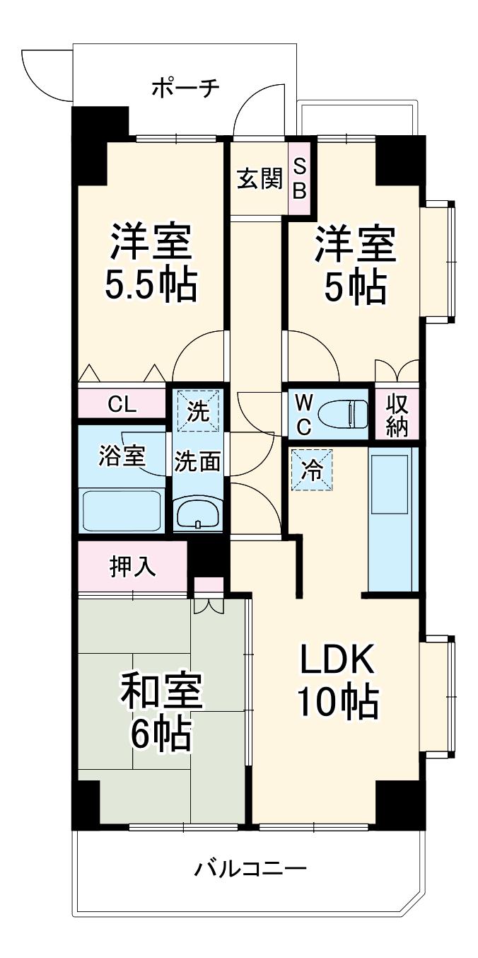 ガーデンヒルズ武蔵藤沢(3LDK/3階)の間取り写真