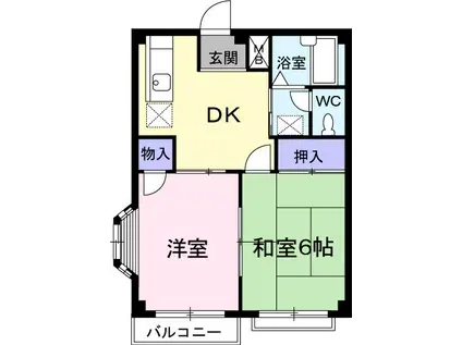 エルディム・福島B(2DK/2階)の間取り写真