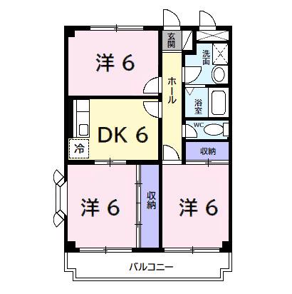 ガーデンプレイスⅠ(3DK/1階)の間取り写真