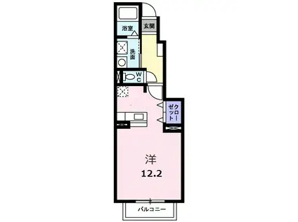 メゾンドフォレスト(ワンルーム/1階)の間取り写真