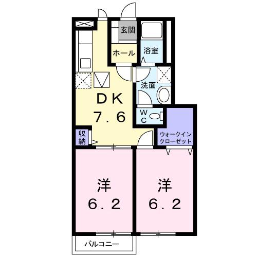シゴーニュⅢ(2DK/1階)の間取り写真