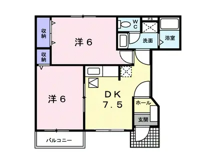 アンソレイユミキ(2DK/1階)の間取り写真
