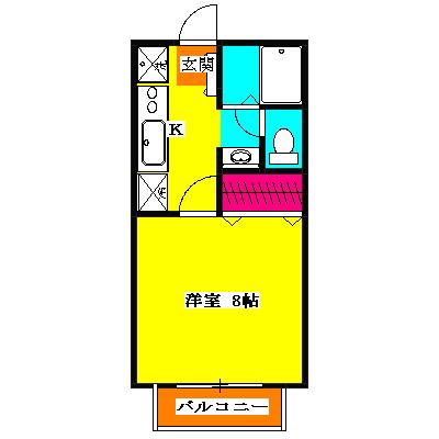 ボヌールA(1K/1階)の間取り写真
