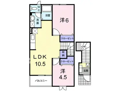 クラージュ(2LDK/2階)の間取り写真