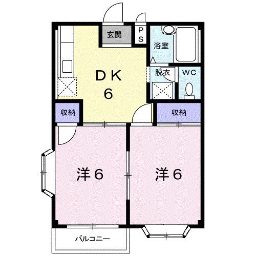 シティハイツ栗原A(2DK/2階)の間取り写真