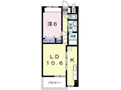 グランドールかさでら(1LDK/2階)の間取り写真
