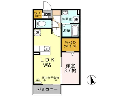 パルフェ(1LDK/1階)の間取り写真