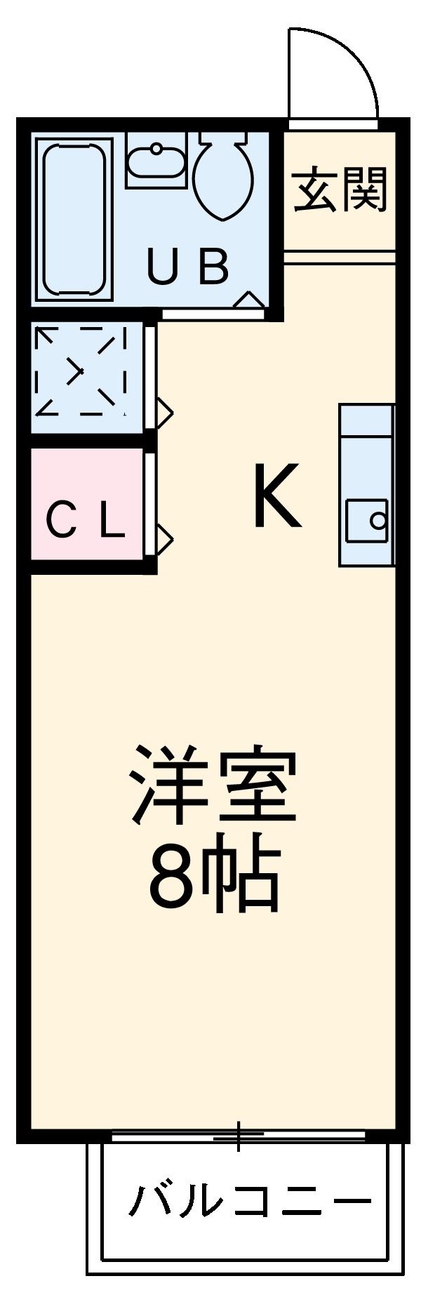 ハイネス下野谷(ワンルーム/2階)の間取り写真