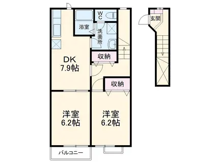 ヴィヴァーチェA(2DK/2階)の間取り写真