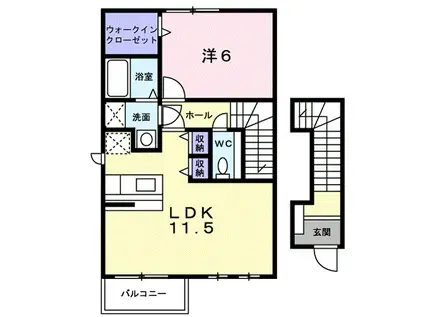 ジェントリーⅡ(1LDK/2階)の間取り写真