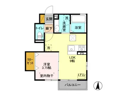 ボナールプレジオ海神(1LDK/1階)の間取り写真