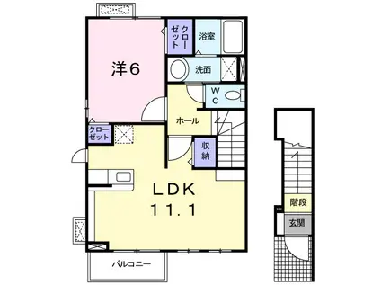 イーグルファイブⅡ(1LDK/2階)の間取り写真